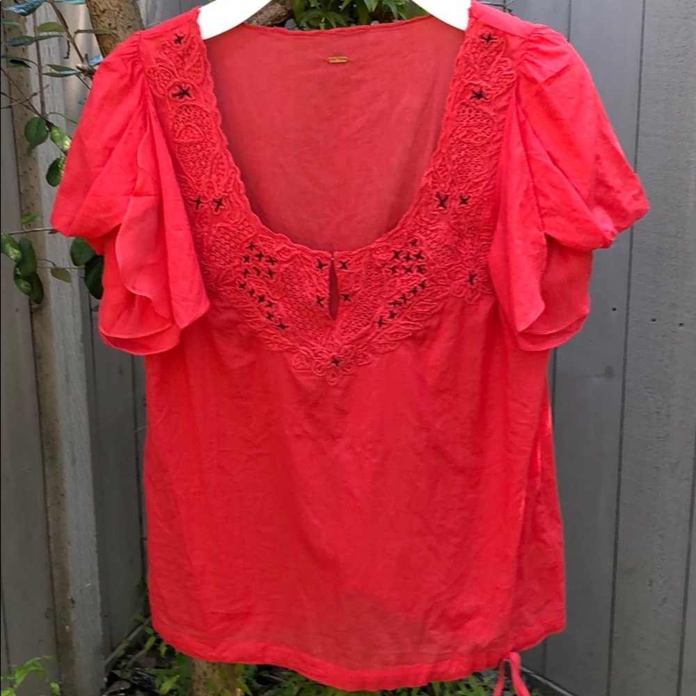 Nwot! Free People Dashing Red Top